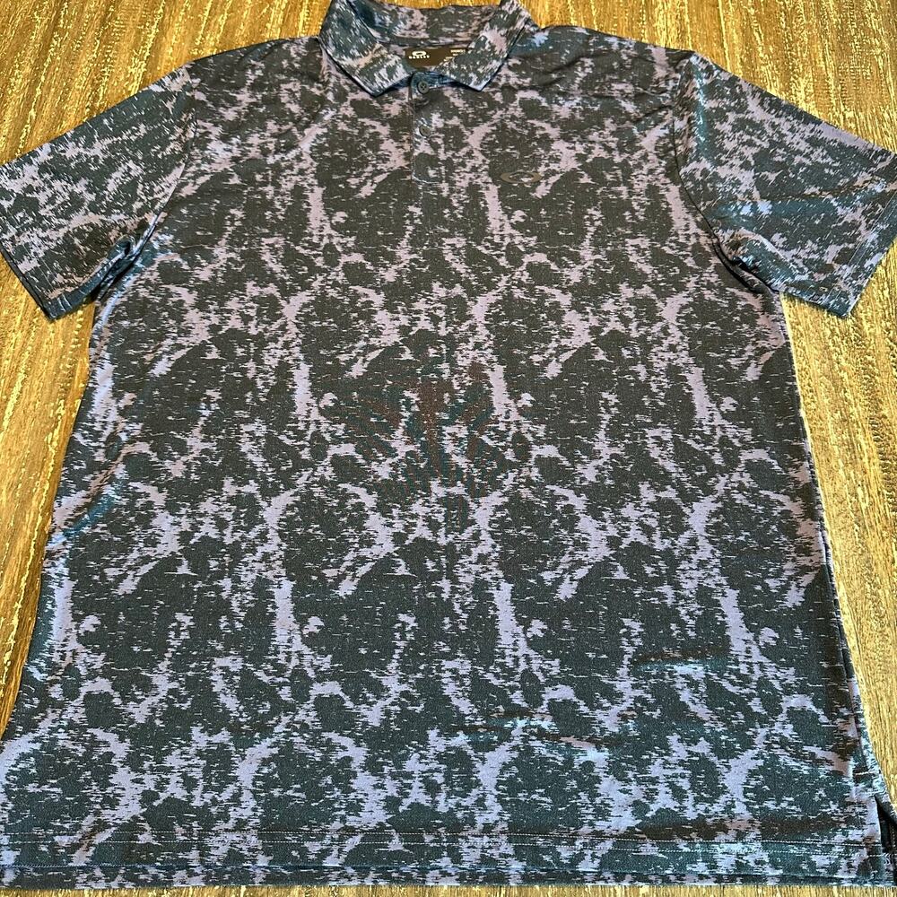Oakley Hydrolix Golf Polo Shirt AOP Camo Tie-Dye Blue Purple Men’s Size XL